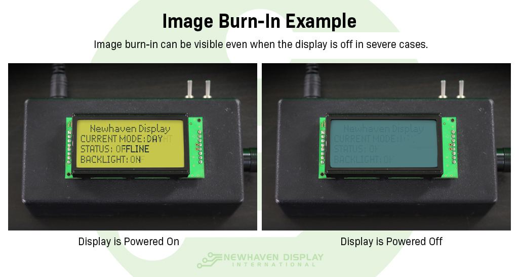 Example of severe image burn-in when the display is turned off.
