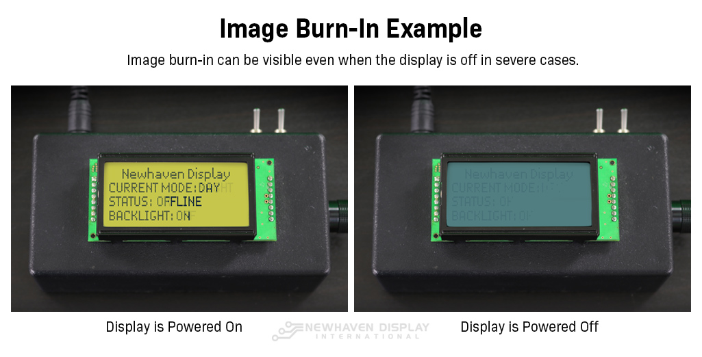 Esempio di grave bruciatura dell'immagine quando il display è spento.