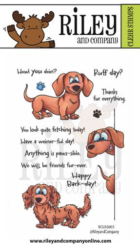 Woody & Hazel Jean Puppy Power clear stamp set - Riley & Company