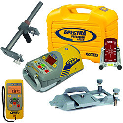 Spectra DG613-5 Dialgrade Pipe Laser with Large Pipe Centering Plate, Vertical Pole, Remote Control, Target and Rechargeable Batteries