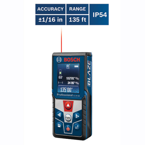 Bosch GLM42 Blaze Laser Measure 135 Foot Color Display