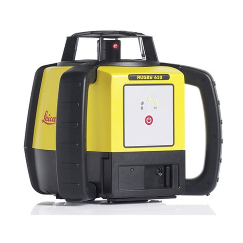 Leica Rugby 610 Red Beam Rotary Laser Package With Rod Eye 120 Rechargeable