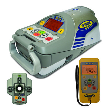 Spectra Precision DG813-6 Pipe Laser with Dialgrade graphic-display, Large Pipe Plate (metric), Vertical Pole, Remote, Spot Finder