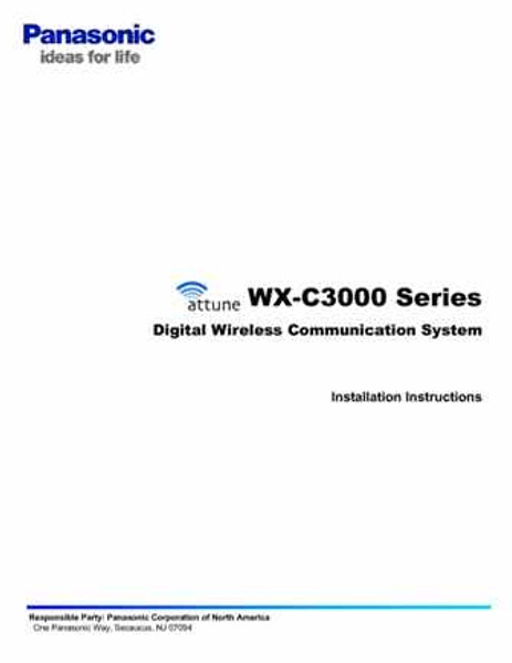 Panasonic Attune WX-C3000 Installation Instruction