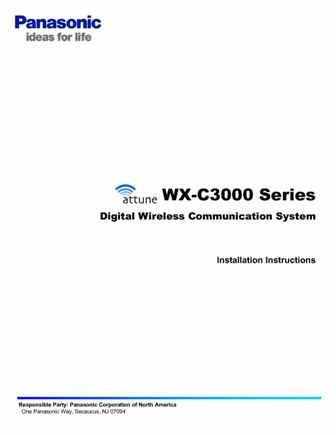 Panasonic Attune WX-C3000 Installation Instruction