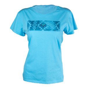 Aztec Print Ladies Tee | Pool Blue Aztec Print Ladies Tee | Pool Blue