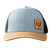 Bone Collector Tri Color Offset Patch Trucker Grey Black Gold snapback hat front
