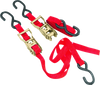 BikeMaster 1 Inch Ratchet Tie-Downs in Red – Heavy-Duty Nylon Cargo Straps, Secure Tie-Downs for Powersports Equipment