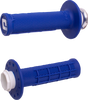 ODI Micro-X Half Waffle V2 Lock-On blue grips with black billet alloy clamps and youth mini dirt bike throttle cams E L N P