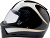 BILTWELL Lane Splitter Helmet - Gloss Black and White Flames, Large (Part No. 1004-570-504)