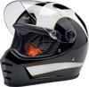 BILTWELL Lane Splitter Helmet - Gloss Black and White Flames, Large (Part No. 1004-570-504)
