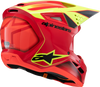Alpinestars Youth SM3 Helmet - Fray Gloss Red/Yellow Fluo/Black, Size Medium (Part Number 8301625-3051-YM)