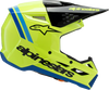 Alpinestars Youth SM3 Helmet - Radium Gloss Yellow Fluo with Black and Blue Accents - Size Large (Part Number 8301825-5017-YL)
