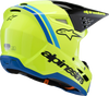 Alpinestars Youth SM3 Helmet - Radium Gloss Yellow Fluo with Black and Blue Accents - Size Large (Part Number 8301825-5017-YL)
