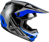 FLY Racing Kinetic Crest Helmet Grey/Black/Blue X-Small — Lightweight Off-Road Motorcycle Helmet with Advanced Ventilation and Safety Features