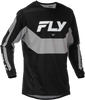 Fly Racing Kinetic Jersey Black/Grey Large - Lightweight Performance Motorcycle Jersey