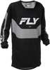Fly Racing Youth Kinetic Jersey Black/Grey YXL - Lightweight Performance Motocross Jersey