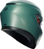 AGV K3 Matte Salvia Green Motorcycle Helmet - Size 2XL with Built-in Sun Visor and Pinlock® Lens