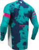 THOR Youth Launchmode Bleach Jersey - White/Aqua, Small - Part Number 2912-2586