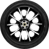 Coastal Moto Largo Rear Wheel - Black Cut, 18-Inch with Dunlop 180/55B18 Tire for Harley FLHXST/FLTRXST/FLRT