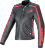 Alpinestars Stella Dyno Leather Jacket - Black and Haute Red, 2XL - Tech-Air 3 Ready