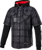 Alpinestars MO.ST.EQ Tartan Jacket 2XL - Gray and Black Riding Jacket with Armor and Detachable Hood
