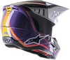 Alpinestars SM5 Sail Helmet Violet/Black/Silver Glossy XS - Impact-Resistant Motorcycle Helmet with Advanced Ventilation and Safety Features
