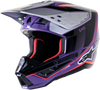 Alpinestars SM5 Sail Helmet Violet/Black/Silver Glossy Large - Impact-Resistant Motorcycle Helmet with Advanced Ventilation and Comfort Features