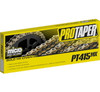 Wide profile photo of a gold ProTaper PT415MX non-O-ring drive chain uncoiled, displaying 120 links and the included clip master link on a clean white background.