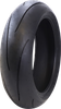 A high-resolution studio product photograph of the Dunlop Sportmax Q5 rear motorcycle tire in 190/50ZR17 73(W) sizing, set against a clean white background. Mounted on a metallic silver rim and positioned standing vertically at a three-quarter perspective, the tire highlights its track-focused hyper-sport tread geometry engineered for high-performance sportbikes, aggressive cornering, and track-day riding. It features minimal, sleek tread grooves optimized to maximize the rubber contact patch at deep lean angles, paired with Dunlop's race-derived carbon compound for rapid warm-up times and extreme dry edge grip, completed by clean embossed "SPORTMAX Q5" sidewall branding along its matte black rubber casing.