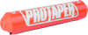 A high-resolution studio product photograph of a ProTaper Fuzion Bar Pad in Race Orange, set against a clean white background. Displayed at a front-three-quarter angle, the cylindrical high-density molded foam pad features a glossy bright orange vinyl cover, bold black "PROTAPER" block logo graphics printed across the front, black molded end caps, and subtle black "FUZION" branding on the side, designed specifically for ProTaper Fuzion crossbar handlebars.