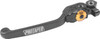 A high-resolution studio product photograph of a ProTaper XPS Profile Pro Clutch Lever designed for 2018–2022 KTM and Husqvarna hydraulic models, set against a clean white background. Displayed at a front-three-quarter angle, the hard-anodized black aluminum clutch lever features ProTaper's multi-directional folding Cross-Pivot System (XPS) joint, a gold-anodized reach-adjuster dial, and precision hydraulic master-cylinder mounting hardware.
