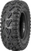 A high-resolution studio product photograph of a QuadBoss QBT448 Utility ATV/UTV tire in size 24x8-12, set against a clean white background. Displayed at a front-three-quarter angle, the heavy-duty utility ATV/UTV tire features an aggressive multi-surface tread pattern with deep lug spacing for mud dispersion and extended shoulder lugs for enhanced sidewall protection and cornering bite. Constructed with a 6-ply rated carcass, the durable black rubber casing displays crisp embossed sidewall text including "QUADBOSS", "QBT448", and "24x8-12".