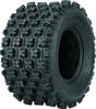 A high-resolution studio product photograph of a QuadBoss QBT739 Series ATV tire in size 20x10-9, set against a clean white background. Displayed at a front-three-quarter angle, the wide rear sport ATV tire features a low-profile design with an aggressive knobby tread pattern, spaced center blocks for optimal acceleration, and tough shoulder lugs for cornering stability. Constructed with a 4-ply rated casing, the durable black rubber tire displays crisp embossed sidewall text including "QUADBOSS", "QBT739", and "20x10-9".