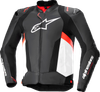 ALPINESTARS Missile v3 Leather Jacket - Black/White/Red Fluo - US 42 / EU 52 3100125-1231-52