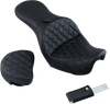 SADDLEMEN Explorer Seat - With Backrest - Lattice Stitched - Black - FXD 806-04-030LS