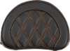 SADDLEMEN Contoured Sissy Bar Pad - Lattice Stitch - Orange Stitch - 2" Thick 051318403