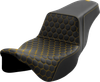 SADDLEMEN Step-Up Seat - Honeycomb - Extended Reach - Gold Stitching - FL '08-'23 808-07B-17807