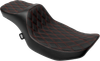 DRAG SPECIALTIES SEATS Extended Reach Predator III Seat - Double Diamond - Red Stitching - Vinyl - FLH/FLT '23-'24 4705D