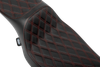 DRAG SPECIALTIES SEATS Extended Reach Predator III Seat - Double Diamond - Red Stitching - Vinyl - FLH/FLT '23-'24 4705D