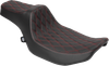 DRAG SPECIALTIES SEATS Extended Reach Predator III Seat - Vinyl - Red Double Diamond Stitch - FLT/FLH '23-'25 4706D