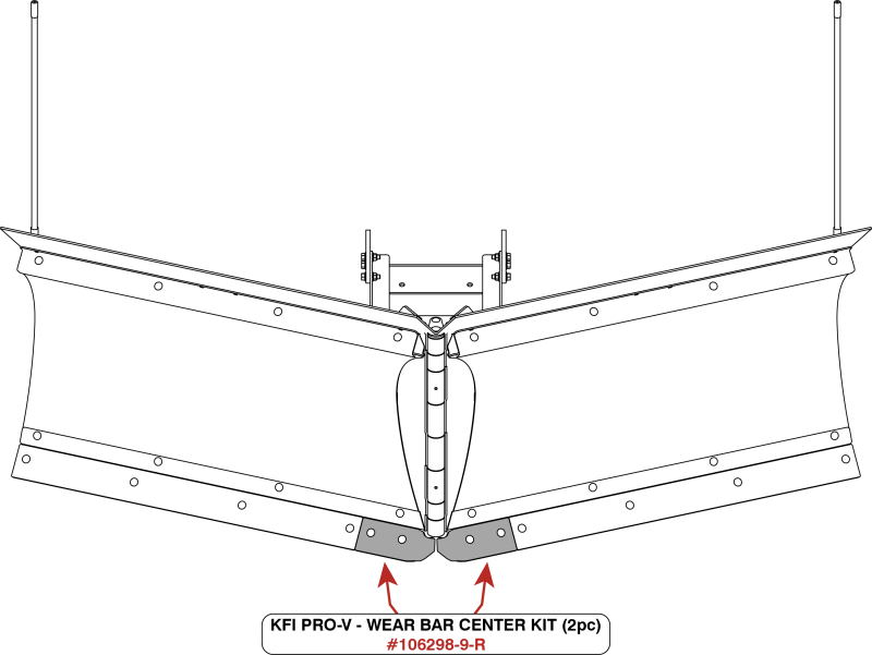 KFI Wear Bar Center Kit V-Plow - 2 Piece for PRO-V System, Part Number 106298-9-R