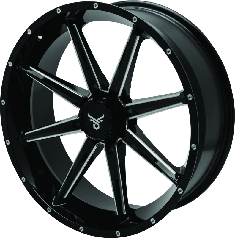 QuadBoss Slicer 20x7 PowerSports Wheels - 4/156 4+3 Offset with Limited Edition Bull Logo Center Caps