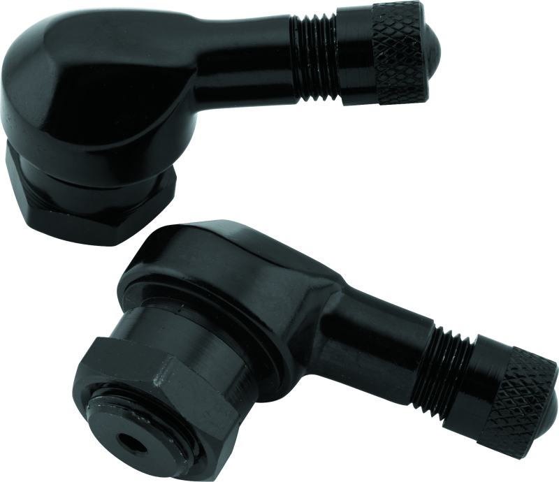 BikeMaster Valve Stem 2-Pack - Black, 95 Degree Angled Aluminum Tire Valve for Powersports Vehicles