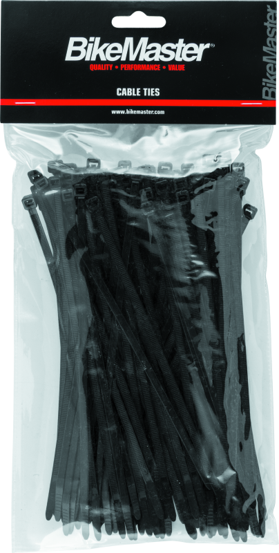 BikeMaster 7.5-Inch Black Cable Ties (Pack of 100) for Electrical and Outdoor Applications