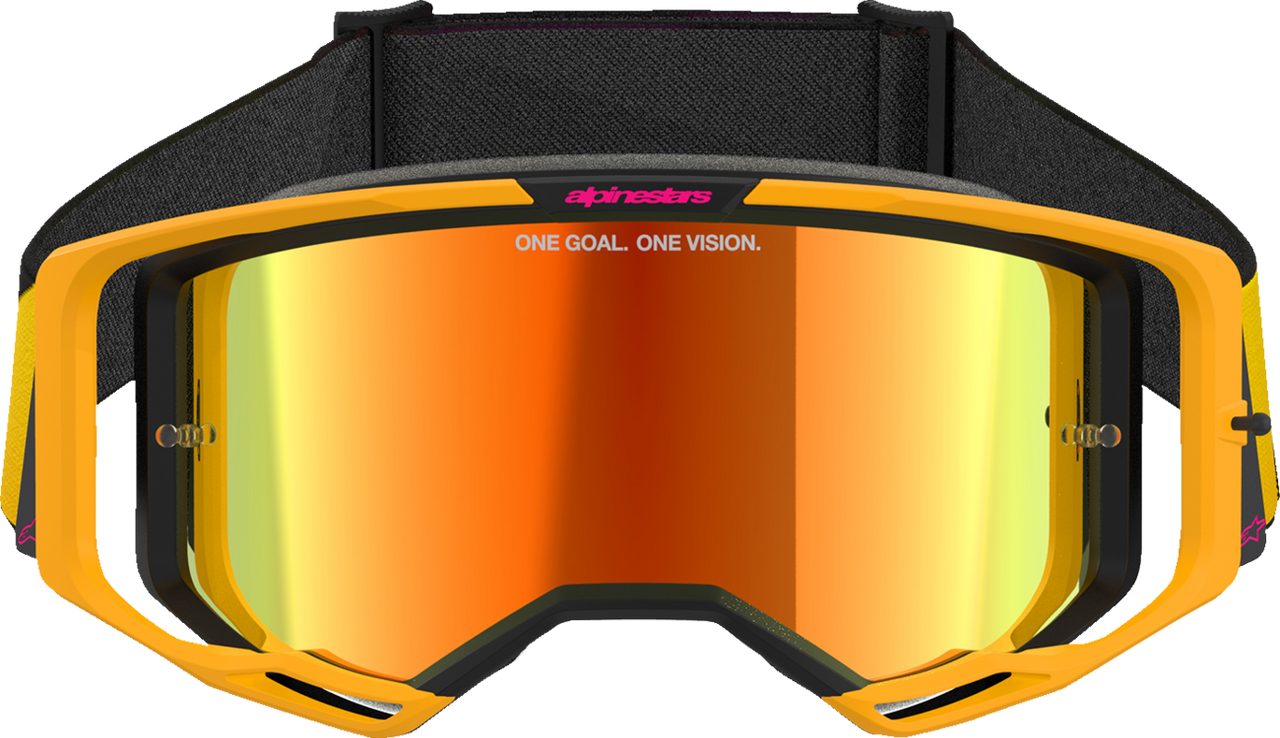 Alpinestars GOGGLES Vision 8 Goggle – Yellow/Pink Frame with Red Mirror Lens, Model 5101625-5023