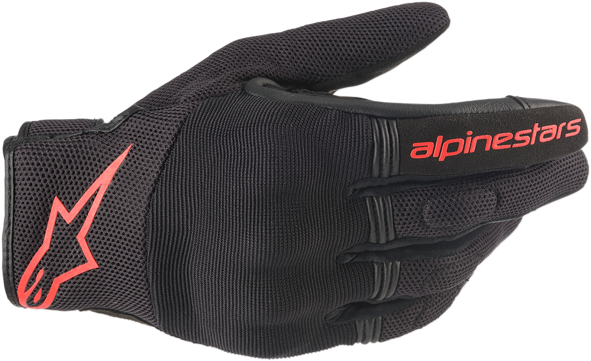 Alpinestars Copper Gloves Small by Alpinstars - Black and Fluo Red, Part Number 3568420-1030-S