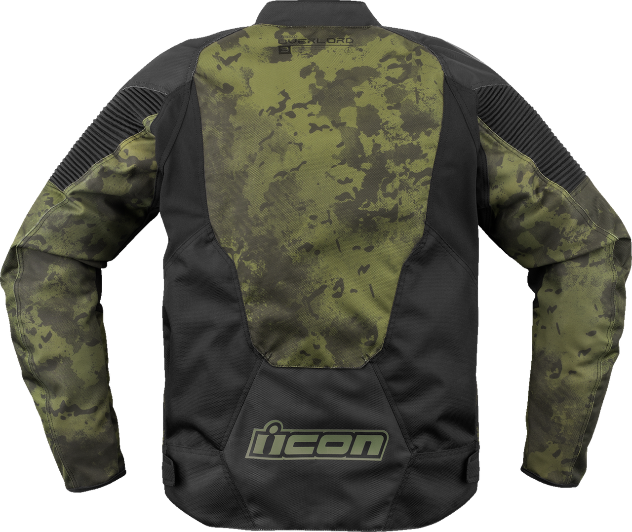 ICON Overlord3™ Magnacross Jacket - Green Camo, Size XL, Durable 300D Polyester Construction with Impact Protection