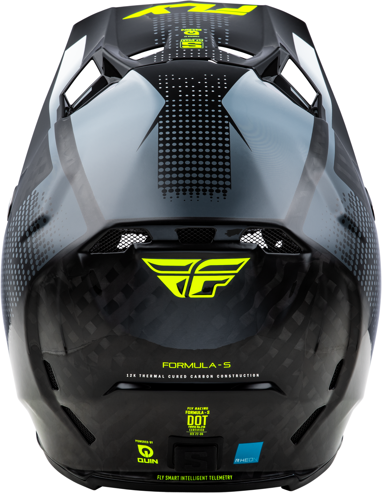 Fly Racing Formula S Carbon Protocol Helmet Black Carbon/Grey/Hi Vis Large