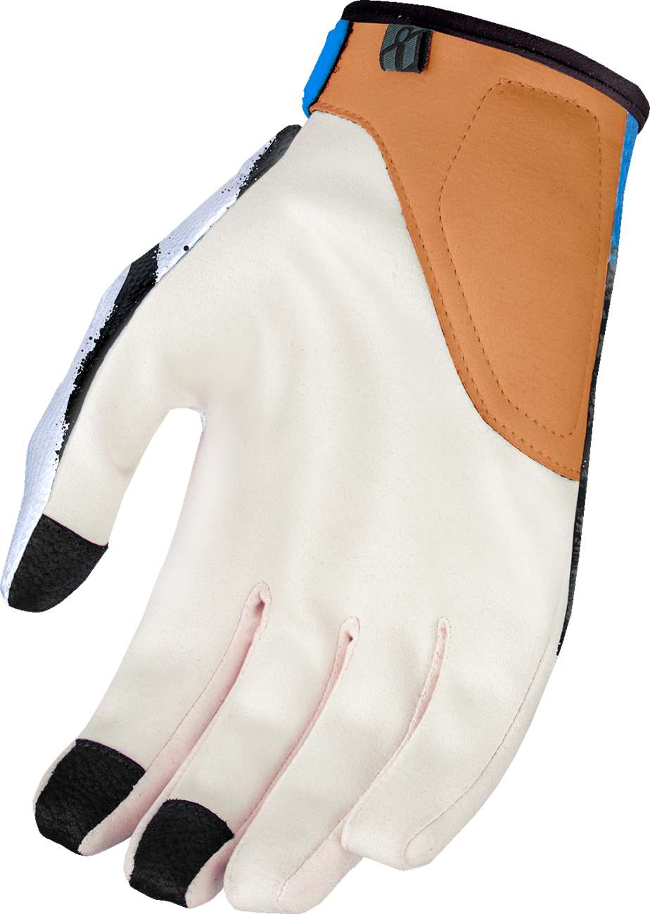 ICON Hooligan™ Rad Dawn Gloves XL - White with Polyester Mesh Backhand and Ax® Laredo Synthetic Palm